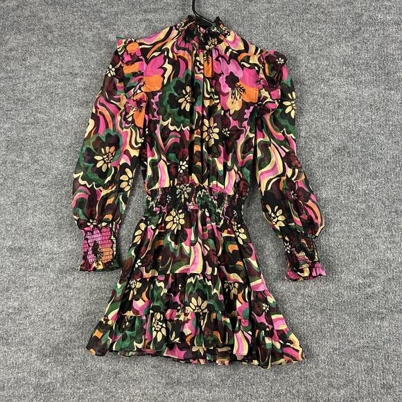 Misa Los Angeles Dress XS Gianna Floral Mini Groove Retro Multicolor Artsy Boho - Picture 7 of 16